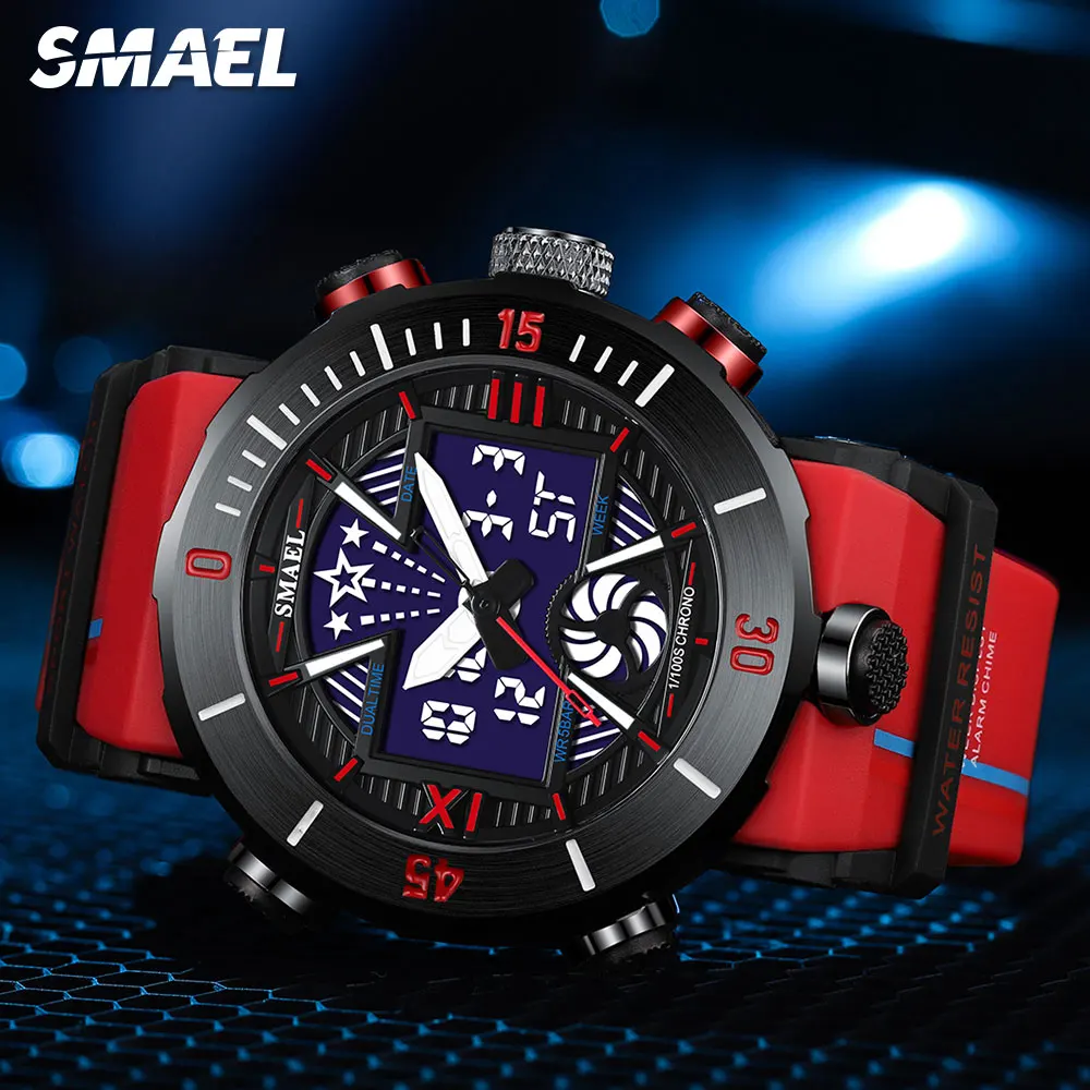 SMAEL Digital Watches for Men Waterproof Chronograph Quartz Electronic Military Sport Wristwatch with Date Week Alarm 8051 Red
SMAEL Digital Watches for Men Waterproof Chronograph Quartz Electronic Military Sport Wristwatch with Date Week Alarm 8051 Red
