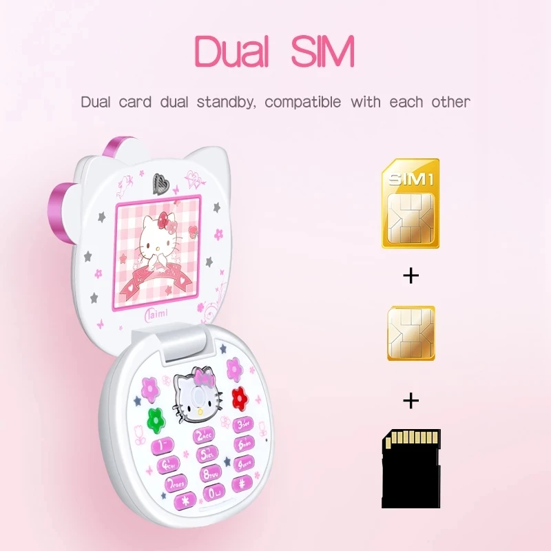 Милый подарок для девочки HelloKitty мини мобильные телефоны откидной мультяшный