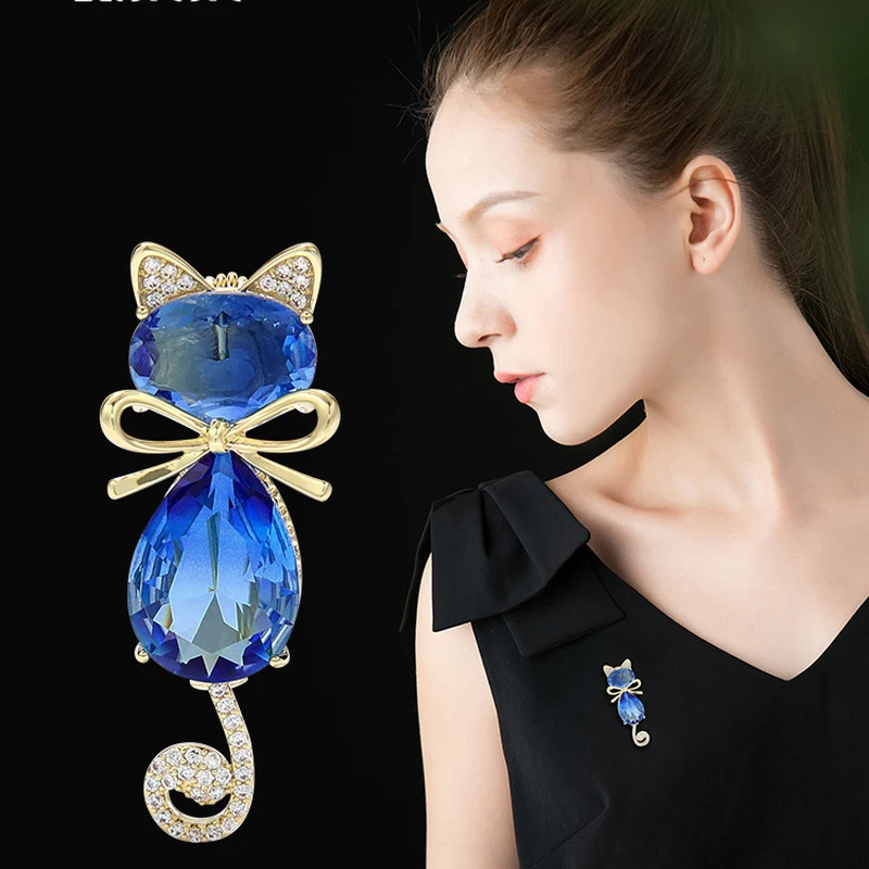 Blue Crystal Cat Brooch Korean Cute Kitten Brooch Women's Elegant Temperament Suit Jacket Accessories Animal Brooch
Blue Crystal Cat Brooch Korean Cute Kitten Brooch Women's Elegant Temperament Suit Jacket Accessories Animal Brooch