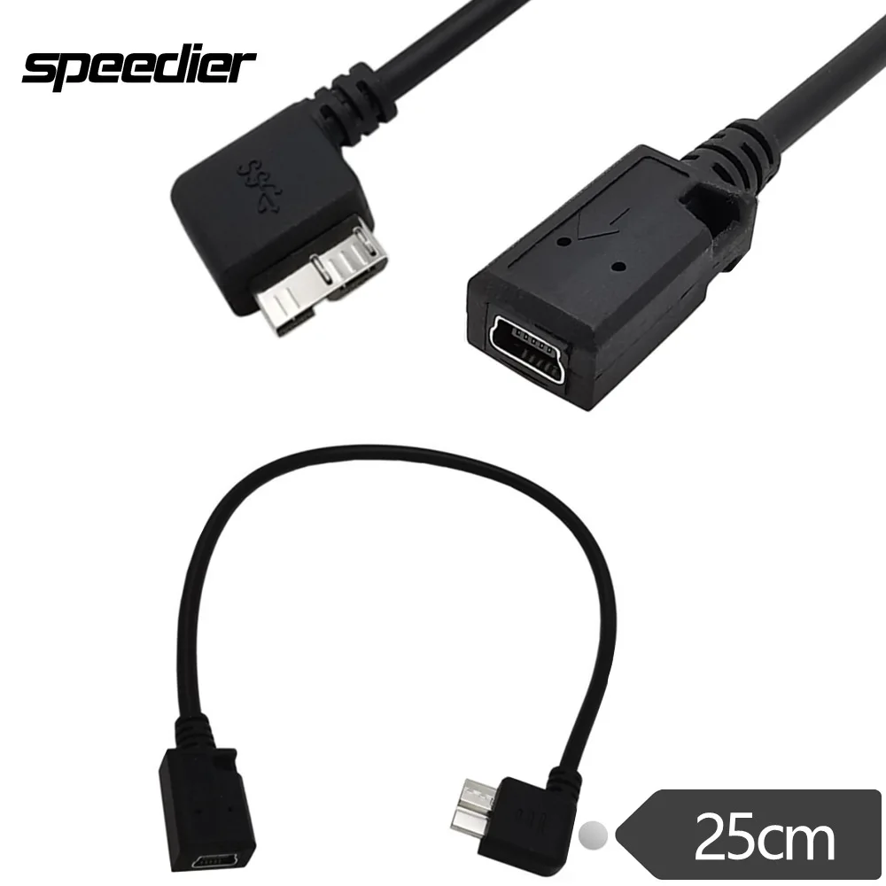 Дешевый USB 3,0 Micro B к Mini USB 5Pin женский короткий кабель для передачи данных адаптер линии онлайн съемки для Nikon Canon SLR камеры компьютера.