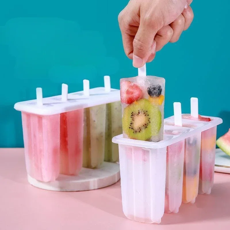 Ice Cream Popsicle Molds 4 Popsicle Moulds Set Ice Tray DIY Homemade Reusable with Stick Cover Ice Mold Kitchen Accessories
Ice Cream Popsicle Molds 4 Popsicle Moulds Set Ice Tray DIY Homemade Reusable with Stick Cover Ice Mold Kitchen Accessories