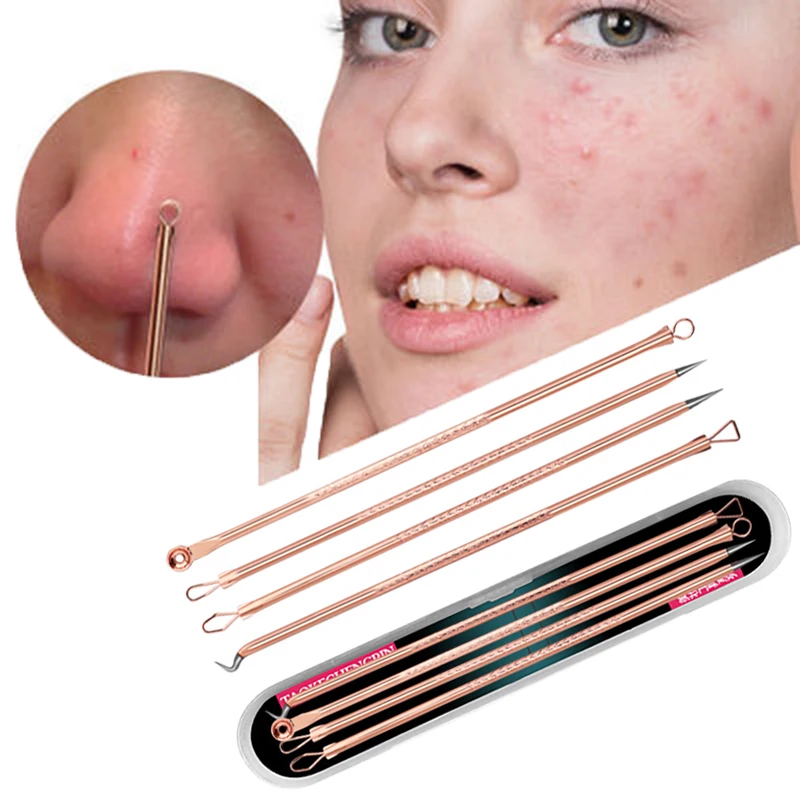 

4pcs/set Blackhead Comedone Pimple Belmish Acne Remover Needles Facial Pore Cleaner Extractor Face Skin Care Tools