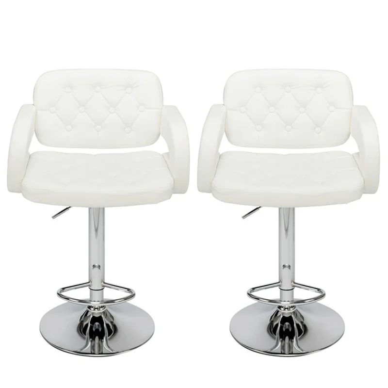 2pcs Adjustable High Model with Disc Armrest Square Back Bar Chair Button Design White
2pcs Adjustable High Model with Disc Armrest Square Back Bar Chair Button Design White
