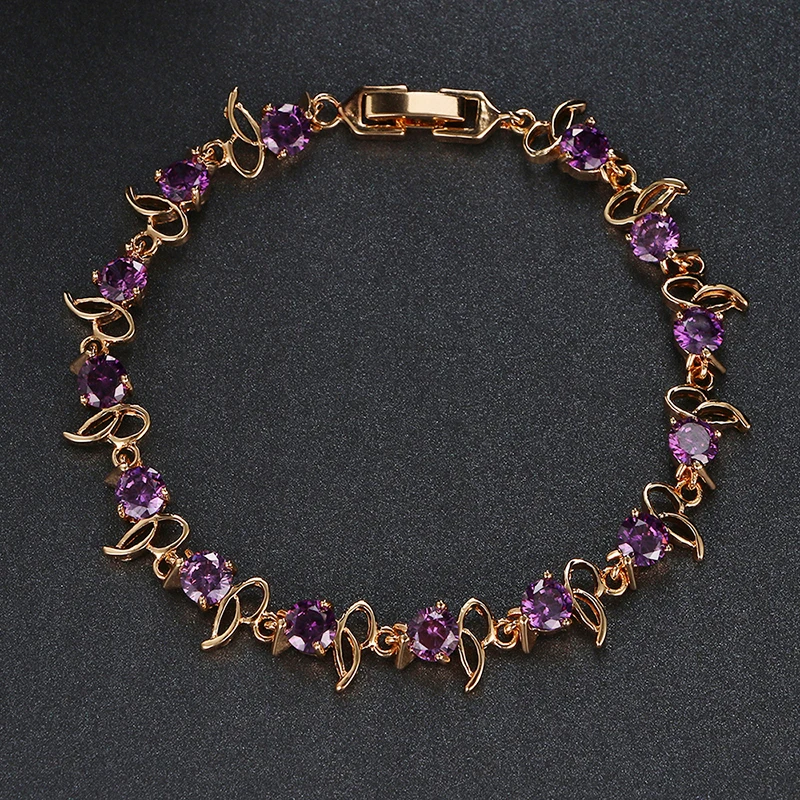 Trend Purple Cubic Zircon Charm Bracelet Bangles Fashion Design Gold Color Crystal Bracelets for Women Girls Jewelry Accessories
Trend Purple Cubic Zircon Charm Bracelet Bangles Fashion Design Gold Color Crystal Bracelets for Women Girls Jewelry Accessories