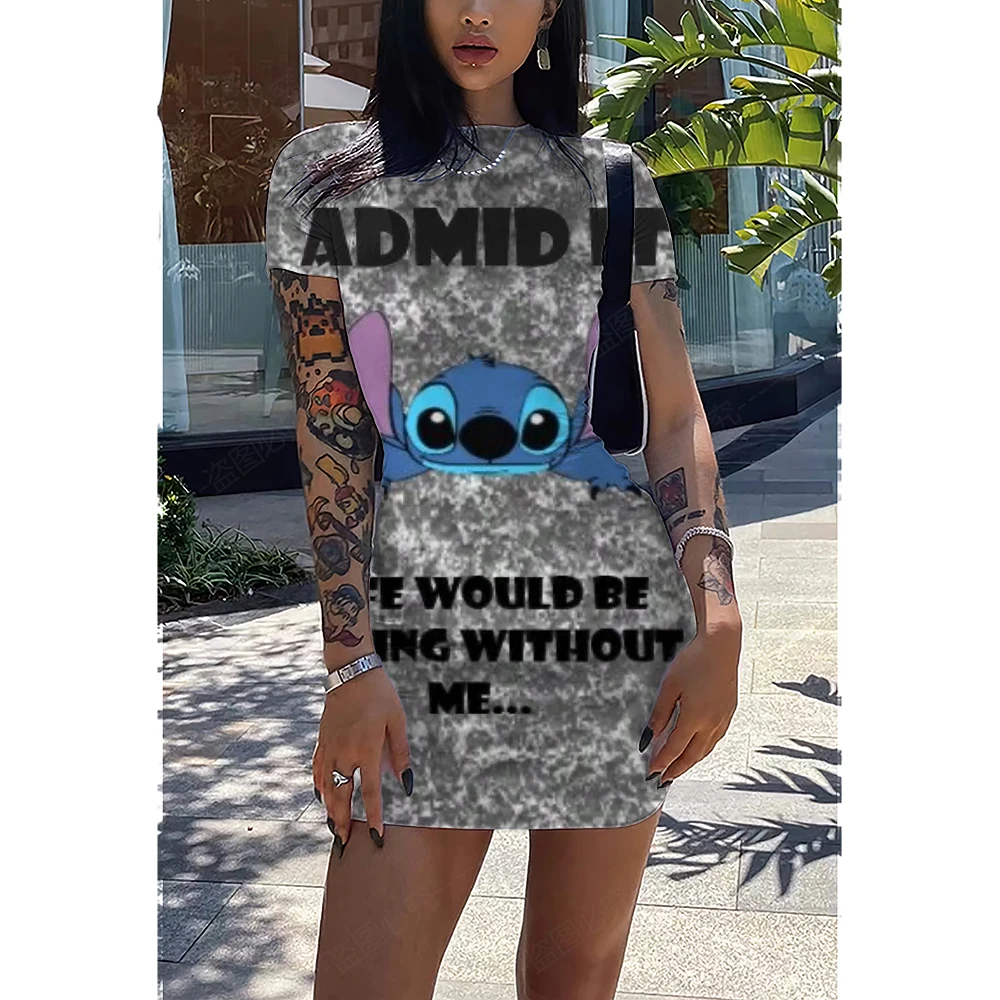 Disney Stitch Round Neck Short Sleeve T-shirt Skirt Cute Sweet Girl Tight Bag Hip Dress Pure Desire Skirt Female Summer
Disney Stitch Round Neck Short Sleeve T-shirt Skirt Cute Sweet Girl Tight Bag Hip Dress Pure Desire Skirt Female Summer