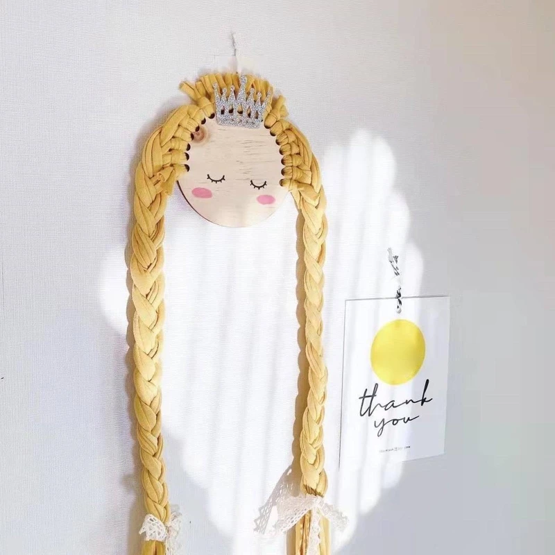 

Nordic Braid Doll Baby Hair Clips Holder Princess Gril Hairpin Hairband Storage Pendant Wall Hanging Decor for Girls Room Decor