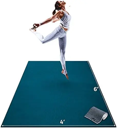 

Mats Premium Large Yoga Mat \u2013 6' x 4' x 8mm Extra Thick & Ultra Comfortable, Non-Toxic, Non-Slip Barefoot Exerc Pilate Er c