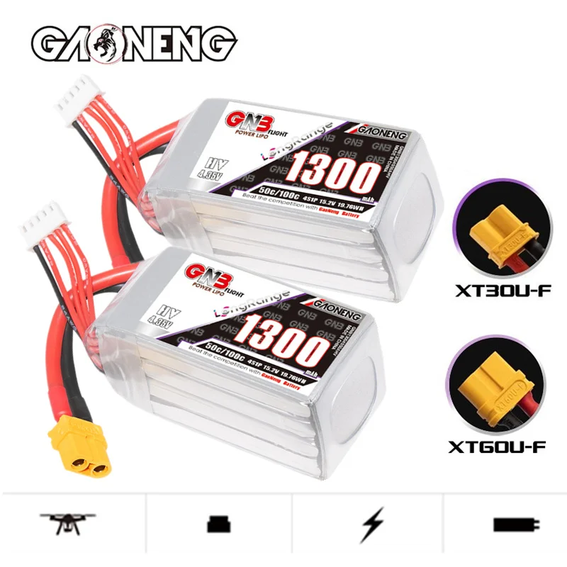 RC FPV гоночный Дрон батарея GNB 4S 15,2 V 1300mAh 50C/100C литий-полимерная батарея для машины для бурения радиоуправляемых моделей легкая батарея 15,2 V