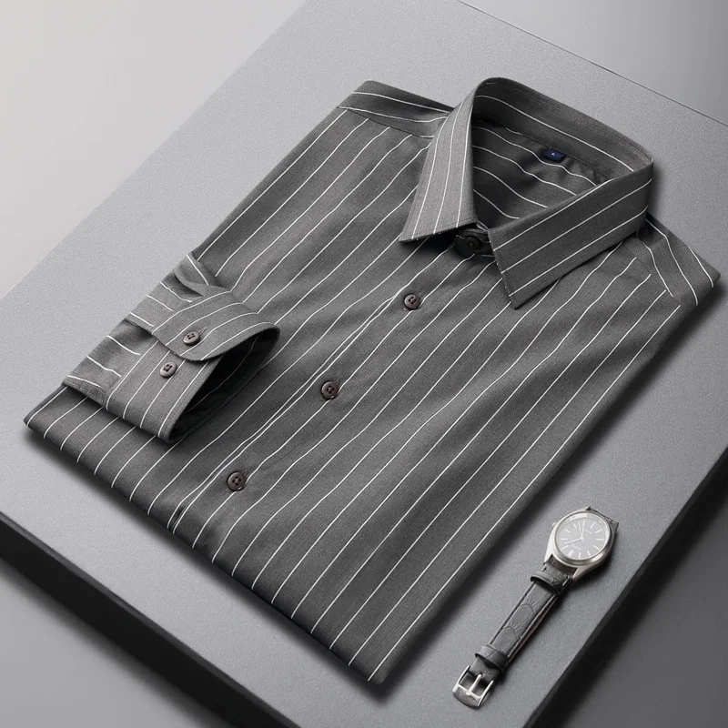 New Men's Tops Striped Dress Shirts Smart Casual Business Shirts Long Sleeve Male Button Down Blouse Social Men's Clothing W395
New Men's Tops Striped Dress Shirts Smart Casual Business Shirts Long Sleeve Male Button Down Blouse Social Men's Clothing W395