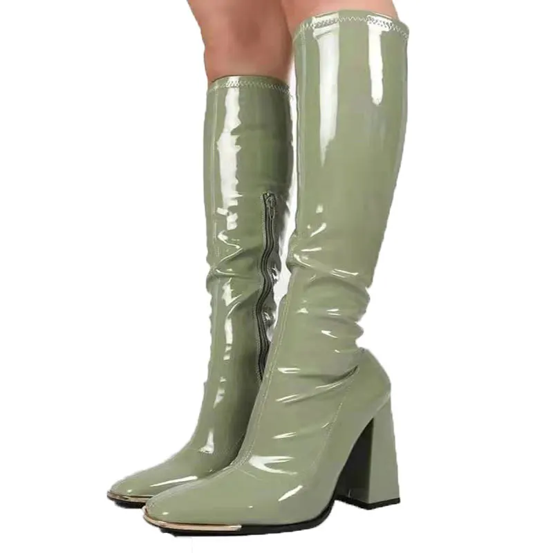 Women Square High Heel Shoes Fashion Knee-High Boots Patent Leather Square Toes Riding Boot Female Zip Shoe Zapatos De Mujer
Women Square High Heel Shoes Fashion Knee-High Boots Patent Leather Square Toes Riding Boot Female Zip Shoe Zapatos De Mujer