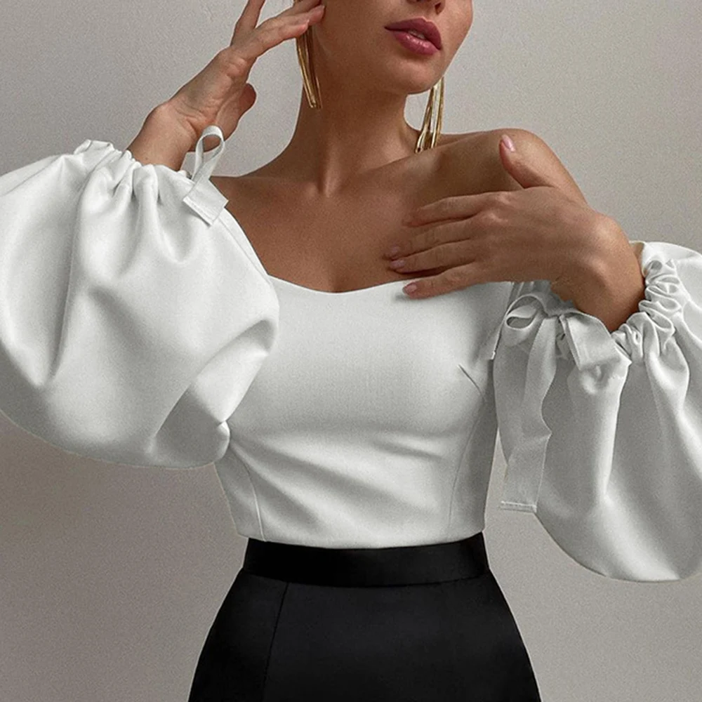 Women Tops Summer Sexy One-line Collar Lantern Long Sleeve Tops Fashion Clothing Comfortable Breathable Commuting Tops d88
Women Tops Summer Sexy One-line Collar Lantern Long Sleeve Tops Fashion Clothing Comfortable Breathable Commuting Tops d88