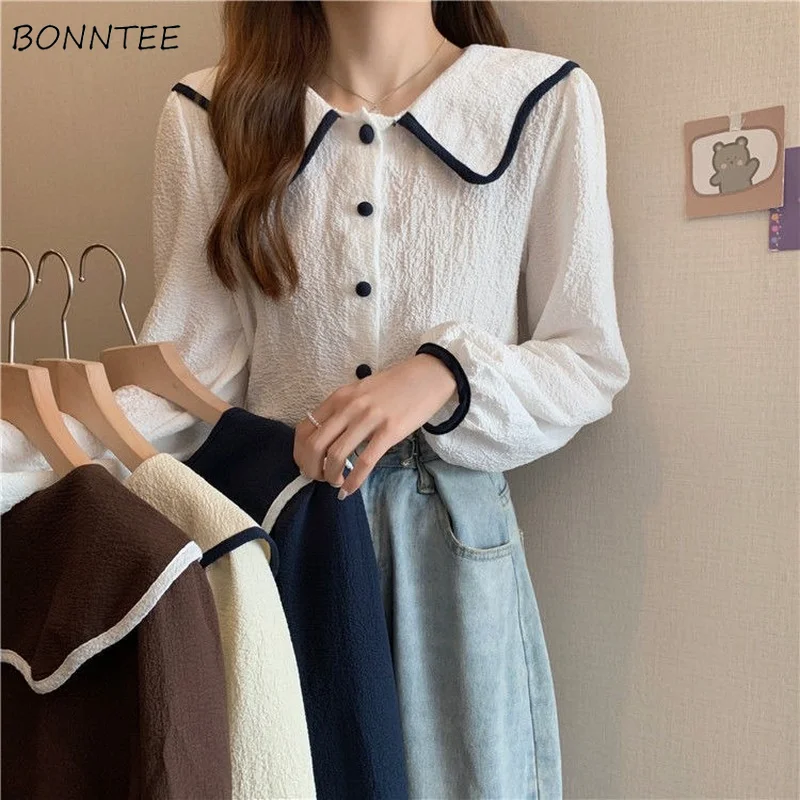 Long Sleeve Blouses Women Sweet French Style Peter Pan Collar Fashion Chiffon Soft All-match Elegant Casual Popular Chic Office
Long Sleeve Blouses Women Sweet French Style Peter Pan Collar Fashion Chiffon Soft All-match Elegant Casual Popular Chic Office