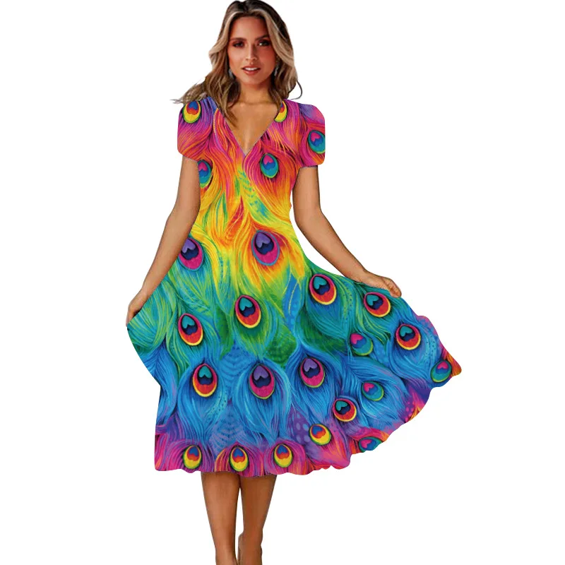 Women Summer Elegant Sexy V-Neck Short Sleeve Casual Party Dresses Woman Fashion Vintage Printed Beach A-Line Dresses Vestidos
Women Summer Elegant Sexy V-Neck Short Sleeve Casual Party Dresses Woman Fashion Vintage Printed Beach A-Line Dresses Vestidos