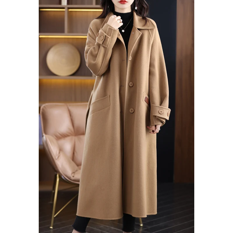 Autumn/Winter new double-sided tweed coat Retro doll collar waist casual commuter long tweed coat
Autumn/Winter new double-sided tweed coat Retro doll collar waist casual commuter long tweed coat