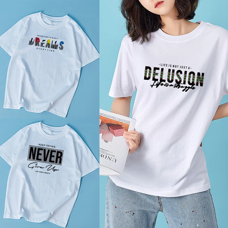 Women's Simple Casual White T-shirt Slim Top Trendy Bar Letters Pattern Printing Series Round Neck Commuter Top Short Sleeve
Women's Simple Casual White T-shirt Slim Top Trendy Bar Letters Pattern Printing Series Round Neck Commuter Top Short Sleeve