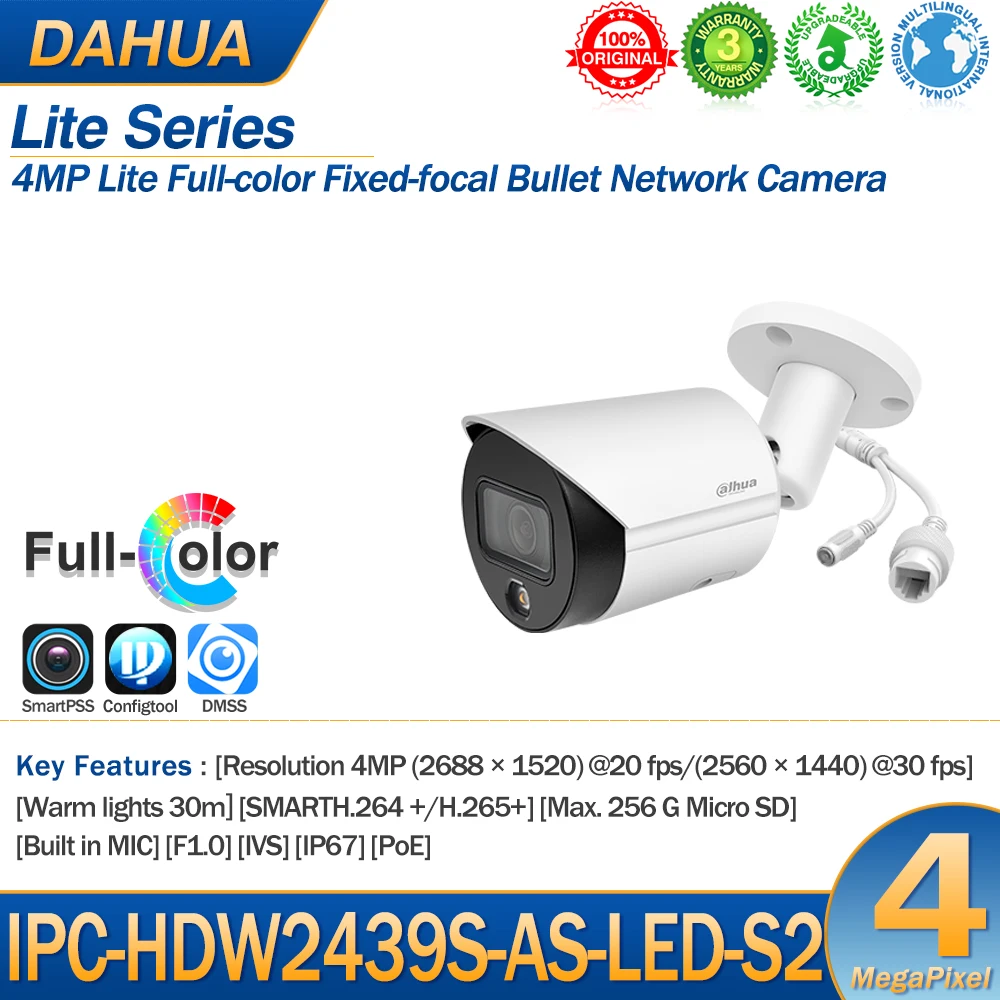 Dahua IPC-HFW2439S-SA-LED-S2 4 МП Lite полноцветная фиксированная фокусная сетевая POE IP-камера, теплый фотографический слот, микрофон, IVS IP67 IPC
Dahua IPC-HFW2439S-SA-LED-S2 4 МП Lite полноцветная фиксированная фокусная сетевая POE IP-камера, теплый фотографический слот, микрофон, IVS IP67 IPC