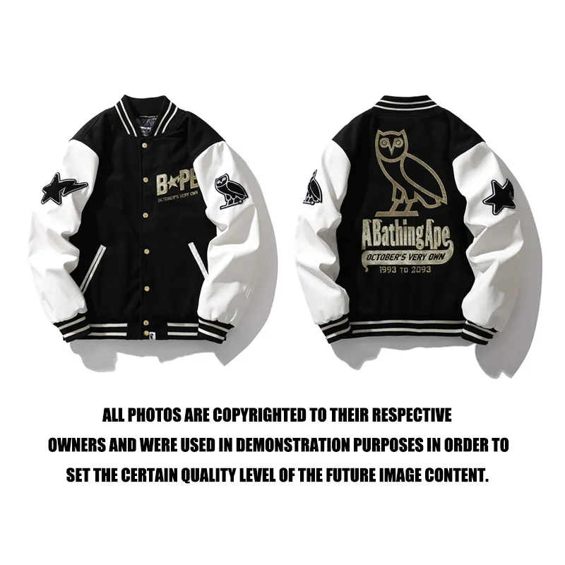 

Bape Varsity Baseball Uniform Jacket Men 2022 Winter Original Bronzing Casual Cotton Hooded Teens Cardigan Shark Coat Streetwear