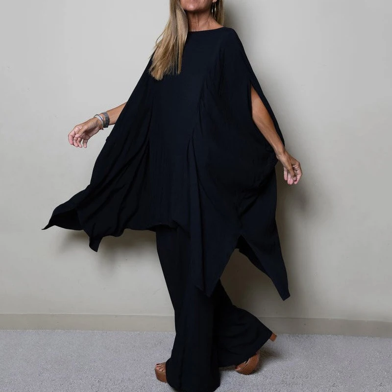 Spring Autumn Loose Two Piece Set Women Casual Crew Neck Irregular Top Pullover & Wide Leg Pants Outfit Female Solid Office Suit
Spring Autumn Loose Two Piece Set Women Casual Crew Neck Irregular Top Pullover & Wide Leg Pants Outfit Female Solid Office Suit