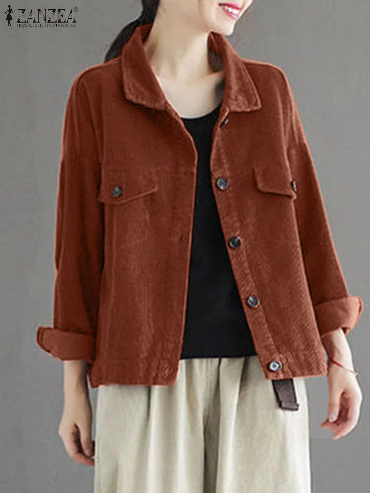 Autumn Fashion Corduroy Jackets Women Vintage Solid Coats ZANZEA Lapel Neck Long Sleeve Shirt Elegant OL Work Blouse Outwear
Autumn Fashion Corduroy Jackets Women Vintage Solid Coats ZANZEA Lapel Neck Long Sleeve Shirt Elegant OL Work Blouse Outwear