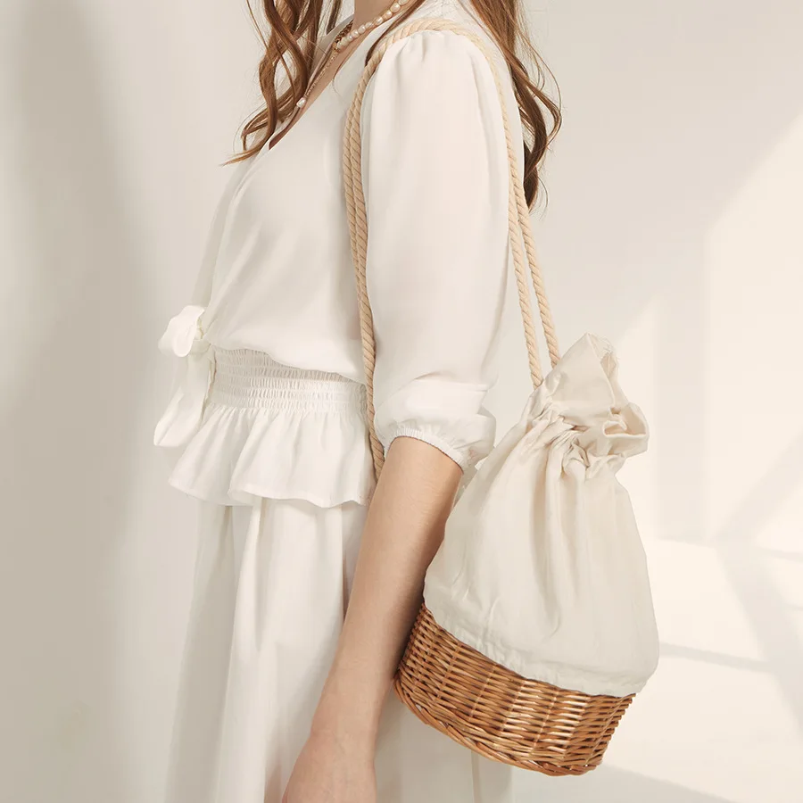 Fashion Backpack Bag Women Rattan Basket Handbags Drawstring Canvas Shoulder Bag Casual Bucket Bags Summer Beach Bags Purses Ins
Fashion Backpack Bag Women Rattan Basket Handbags Drawstring Canvas Shoulder Bag Casual Bucket Bags Summer Beach Bags Purses Ins
