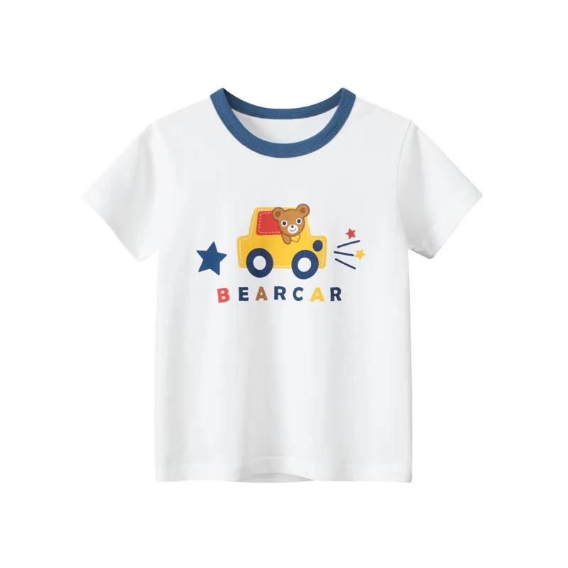 

Детская футболка с коротким рукавом, футболки для маленьких мальчиков и девочек с мультяшным медведем, летний детский хлопковый топ, Повседневная футболка для младенцев, свободный наряд