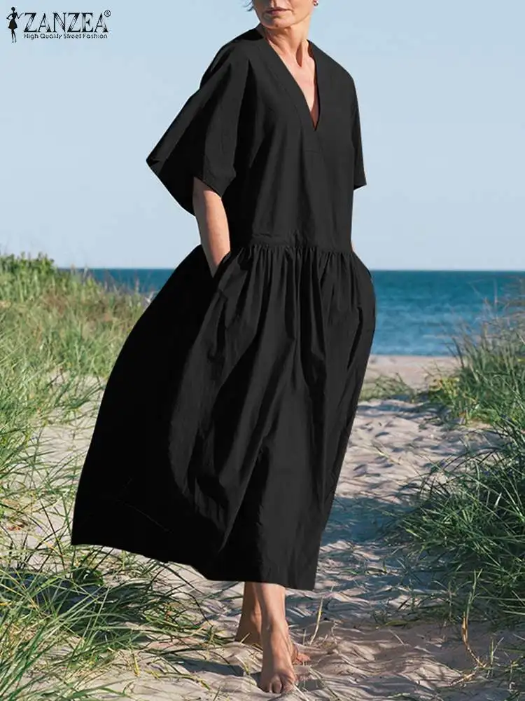 ZANZEA Fashion Summer Casual Loose Dress Women Solid Long Sundress Oversize Baggy V Neck Half Sleeve Party Vestidos Robe Femme
ZANZEA Fashion Summer Casual Loose Dress Women Solid Long Sundress Oversize Baggy V Neck Half Sleeve Party Vestidos Robe Femme