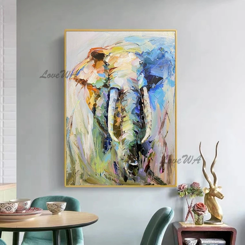 Hand Painted Abstract Textured Knife Art Elephant Animal Picture Oil Painting Wall Murals Canvas Art For New House Decoration
Hand Painted Abstract Textured Knife Art Elephant Animal Picture Oil Painting Wall Murals Canvas Art For New House Decoration