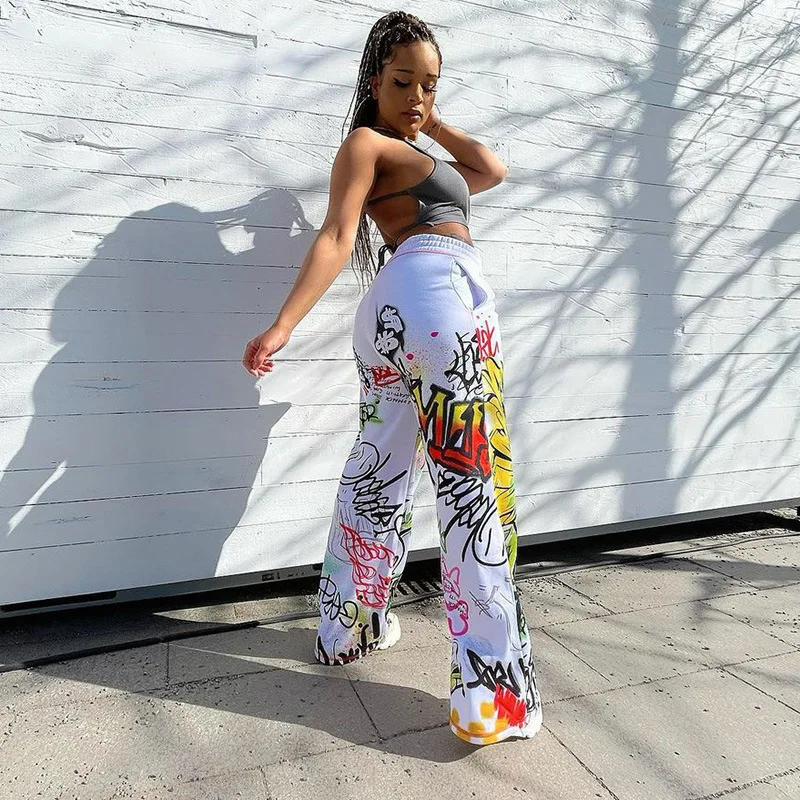 Summer Womens wide-leg pants new style cartoon print straight trousers personality graffiti street clothing Womens loose pants
Summer Womens wide-leg pants new style cartoon print straight trousers personality graffiti street clothing Womens loose pants