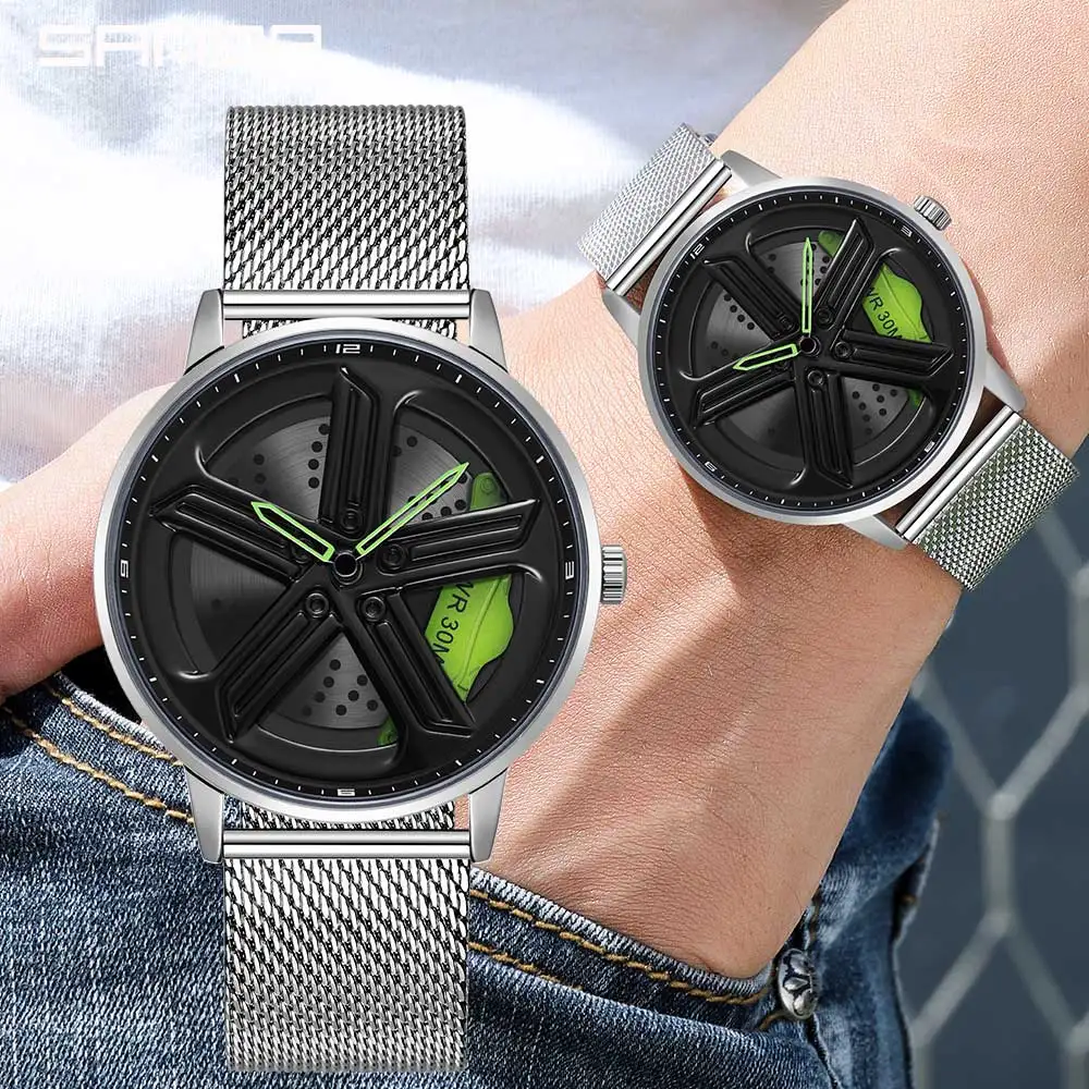Hot Sell Men's Watches 360 Rotating Car Hub Dial Design High Quality Movement Stainless Waterproof Quartz Wristwatch For Male
Hot Sell Men's Watches 360 Rotating Car Hub Dial Design High Quality Movement Stainless Waterproof Quartz Wristwatch For Male