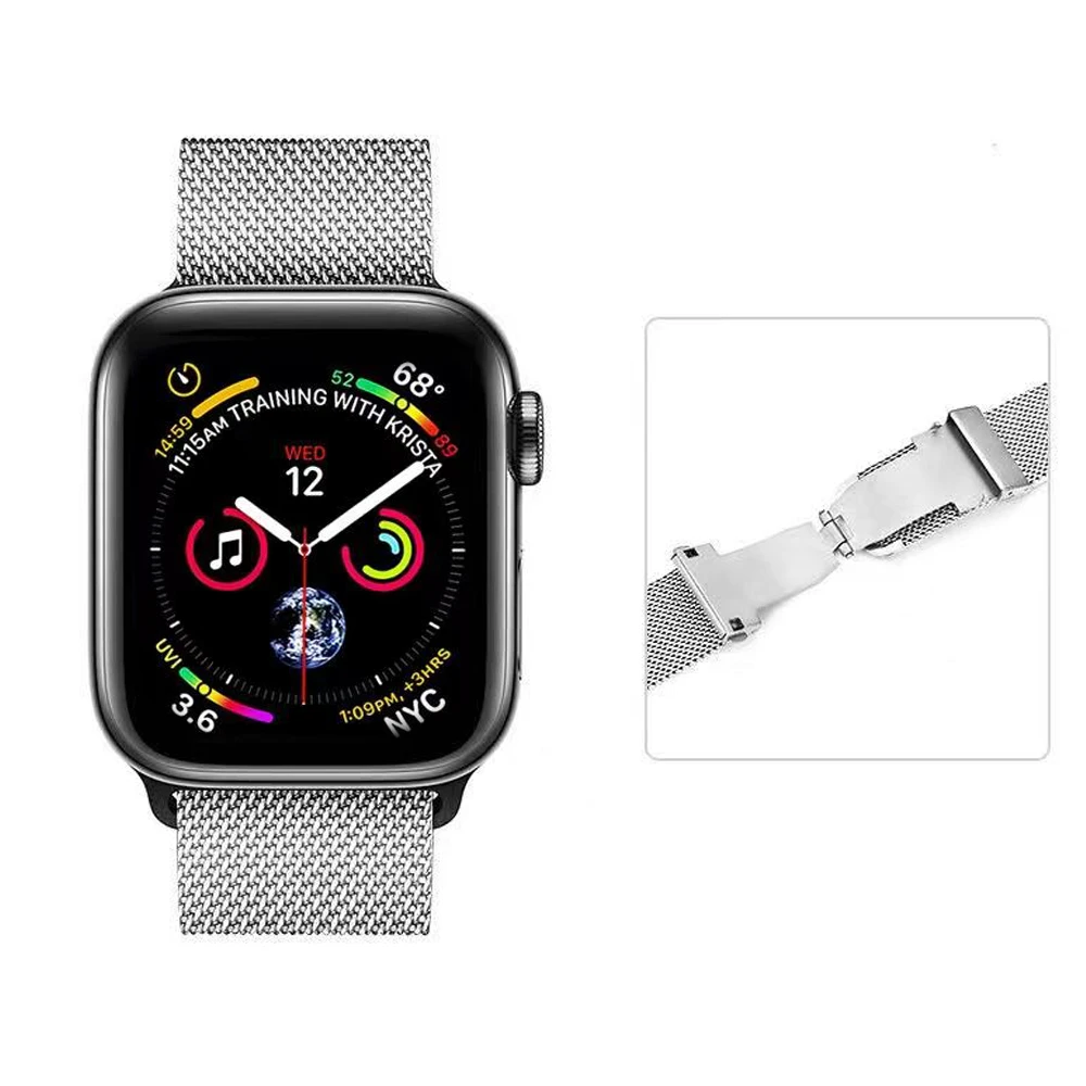 Ремешок Миланская петля для Apple watch металлический браслет с пряжкой-бабочкой iWatch