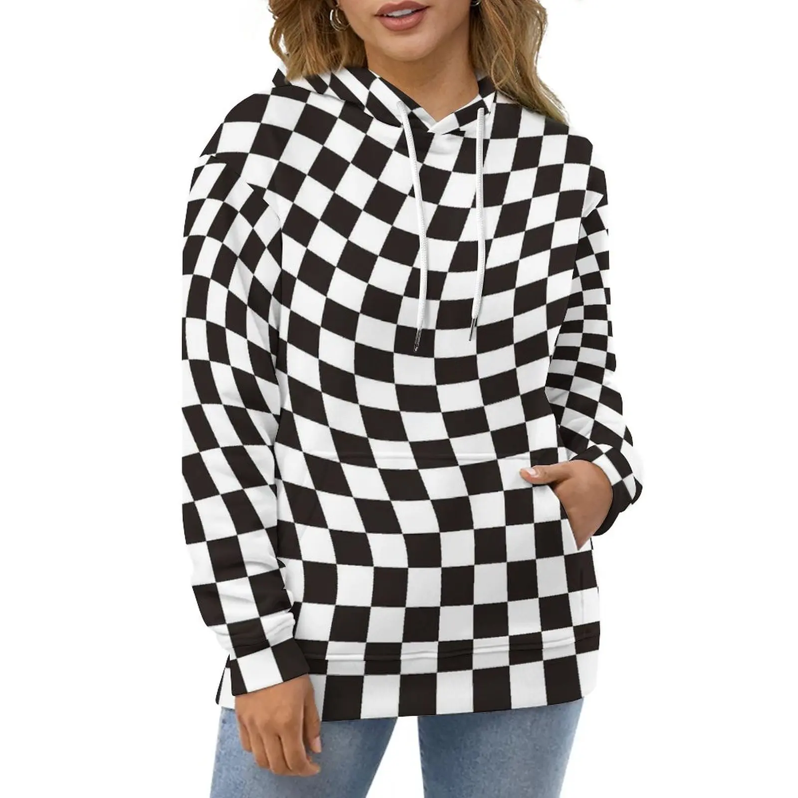 Повседневные толстовки в абстрактную клетку, черно-белые свободные толстовки с забавным графическим принтом, осенние толстовки в уличном стиле оверсайз с длинным рукавом
Повседневные толстовки в абстрактную клетку, черно-белые свободные толстовки с забавным графическим принтом, осенние толстовки в уличном стиле оверсайз с длинным рукавом