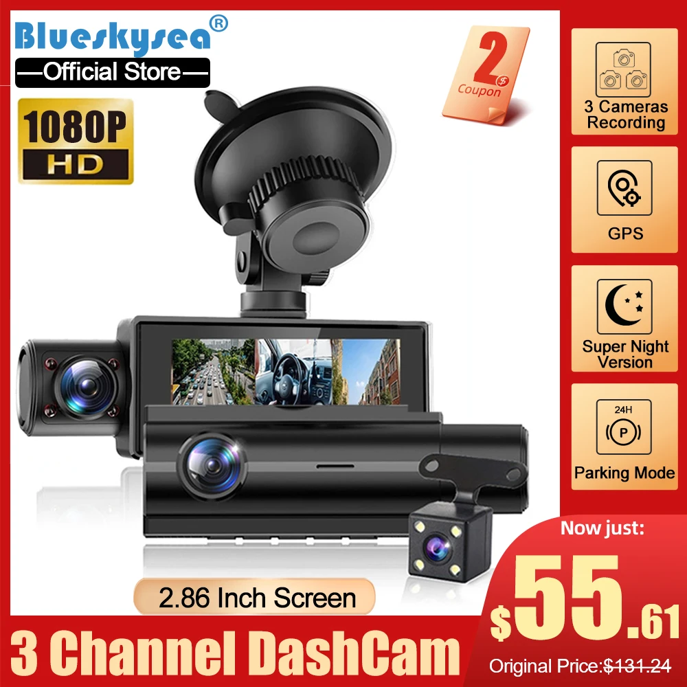 3 Channel Car Dashcam GPS 1080P HD 2MP Car DVR Night Version G-Sensor 24H Parking Motion Detection With Rear Interior Lens Cam
3 Channel Car Dashcam GPS 1080P HD 2MP Car DVR Night Version G-Sensor 24H Parking Motion Detection With Rear Interior Lens Cam