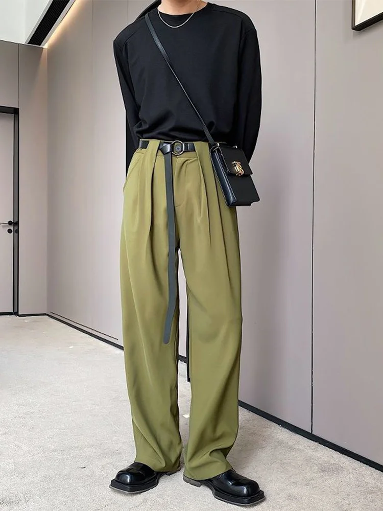 SYUHGFA Belt Design Straight Casual Men's Pants Korean Trendy Fashion Long Pants Wide Leg Pants Blue Loose Trousers 2022 New
SYUHGFA Belt Design Straight Casual Men's Pants Korean Trendy Fashion Long Pants Wide Leg Pants Blue Loose Trousers 2022 New