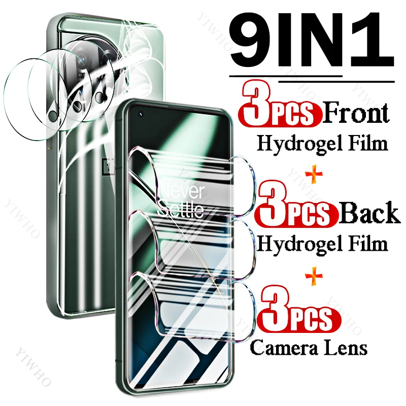 

9in1 Full Covers Front Back Hydrogel Film for OnePlus 11 PHB110 6.7" Fingerprint Screen Protectors for OnePlus11 Camera Lens HD