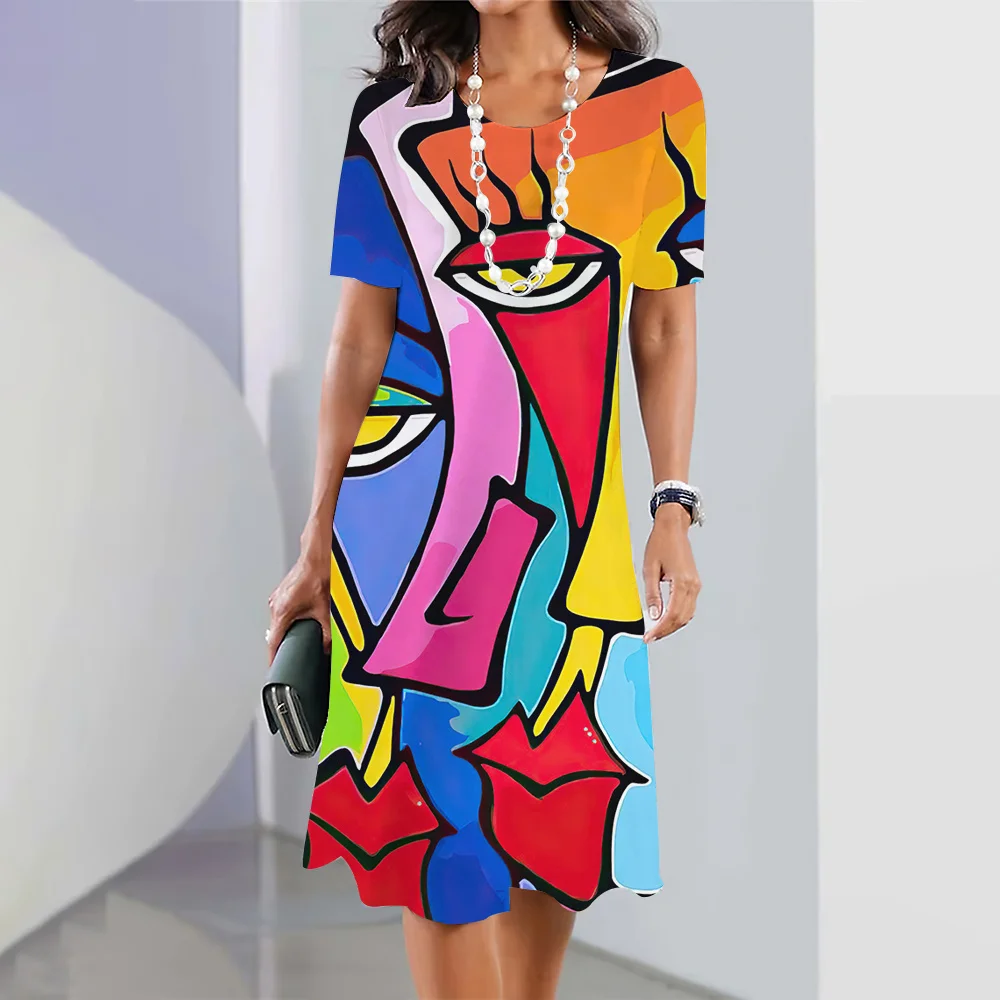Face Graffiti Print Dresses Women's 2023 Summer Short Sleeve Dresses Casual Ladies Tops Sexy Dresses Female Knee Length Skirts
Face Graffiti Print Dresses Women's 2023 Summer Short Sleeve Dresses Casual Ladies Tops Sexy Dresses Female Knee Length Skirts