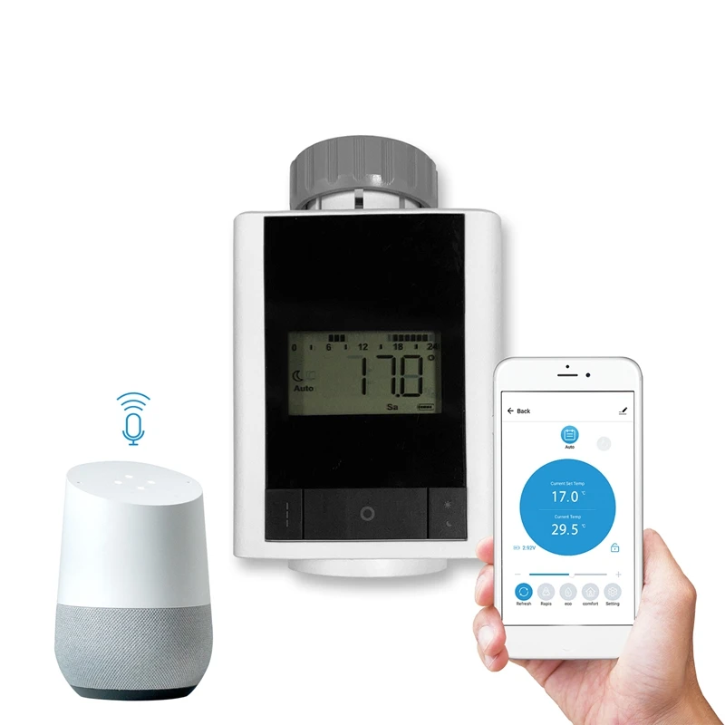 Bluetooth Temperature Controller Radiator Thermostat TRV for Tuya Smart Control Smart Home Voice Control Via Alexa
Bluetooth Temperature Controller Radiator Thermostat TRV for Tuya Smart Control Smart Home Voice Control Via Alexa