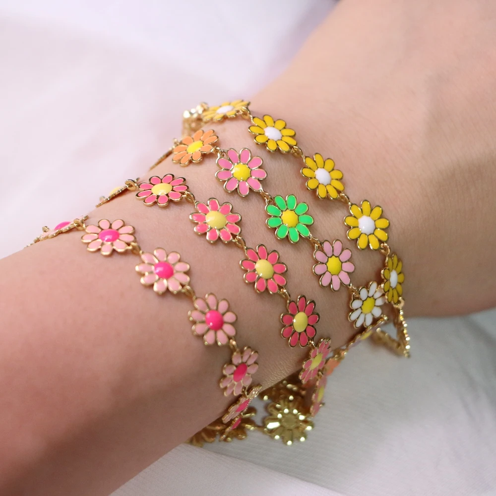 10PCS, 2022 Fashion Sweet Daisy Flower Bracelets Enamel Colorful Link Chain Bracelet For Women Party Bangle Wedding Jewelry Gift
10PCS, 2022 Fashion Sweet Daisy Flower Bracelets Enamel Colorful Link Chain Bracelet For Women Party Bangle Wedding Jewelry Gift