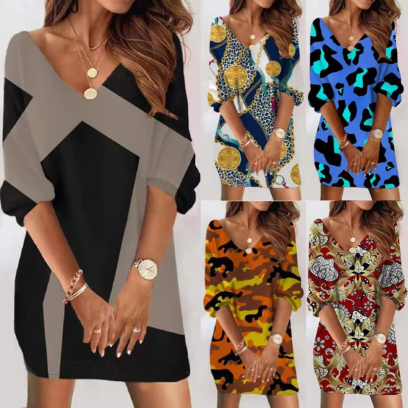 Women's Vintage Half Sleeve Dresses Summer V-Neck Loose Casual Mini Dress Female Fashion Leopard Beach Party Dresses Plus Size
Women's Vintage Half Sleeve Dresses Summer V-Neck Loose Casual Mini Dress Female Fashion Leopard Beach Party Dresses Plus Size