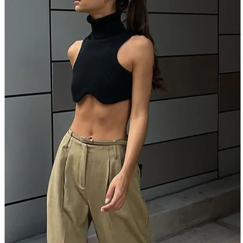 Fasshion woman Y2k Black Knitting Turtleneck Crop Top Women Sexy Irregularity Skinny Elasticity Tank Club Tops dropshipping
Fasshion woman Y2k Black Knitting Turtleneck Crop Top Women Sexy Irregularity Skinny Elasticity Tank Club Tops dropshipping