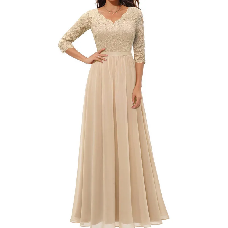 Women's Long Dress Evening Party Wedding Vintage Elegant Solid Color Lace V-neck Mid-Sleeve Backless Back Zipper Female Dress
Women's Long Dress Evening Party Wedding Vintage Elegant Solid Color Lace V-neck Mid-Sleeve Backless Back Zipper Female Dress