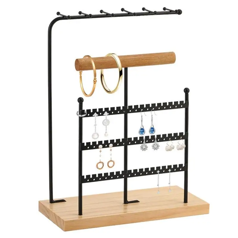 Necklace Organizer Stand 5-Tier Earring Holder With Wooden Base Tabletop Necklace Holder Earring Organizer For Earrings Rings 
Necklace Organizer Stand 5-Tier Earring Holder With Wooden Base Tabletop Necklace Holder Earring Organizer For Earrings Rings