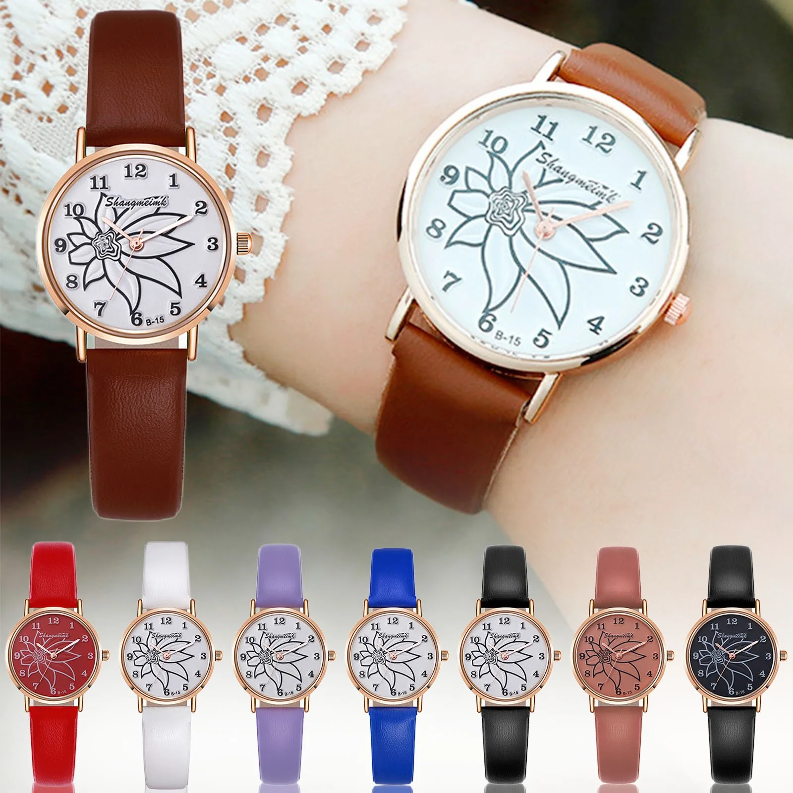 

Women Watch Easy To Read Arabic Numerals Simple-dial Digital Watch Leather Strap Quartz Wristwatches Montre Femme Reloj Mujer