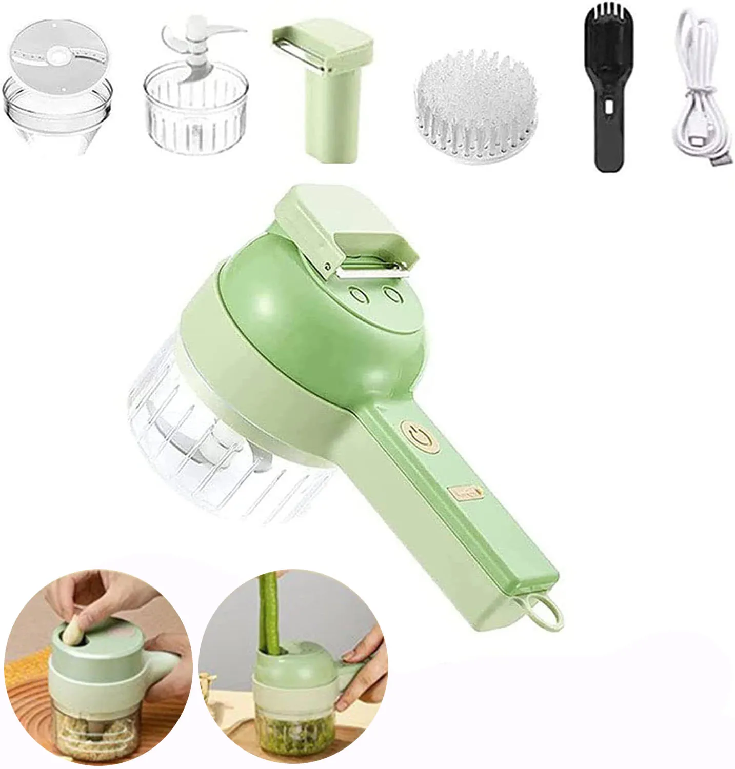 Household 4 in 1 Handheld Electric Vegetable Cutter Sets, Multi-function Electric Food Chopper, Vegetable Slicer Food Processor.
Household 4 in 1 Handheld Electric Vegetable Cutter Sets, Multi-function Electric Food Chopper, Vegetable Slicer Food Processor.