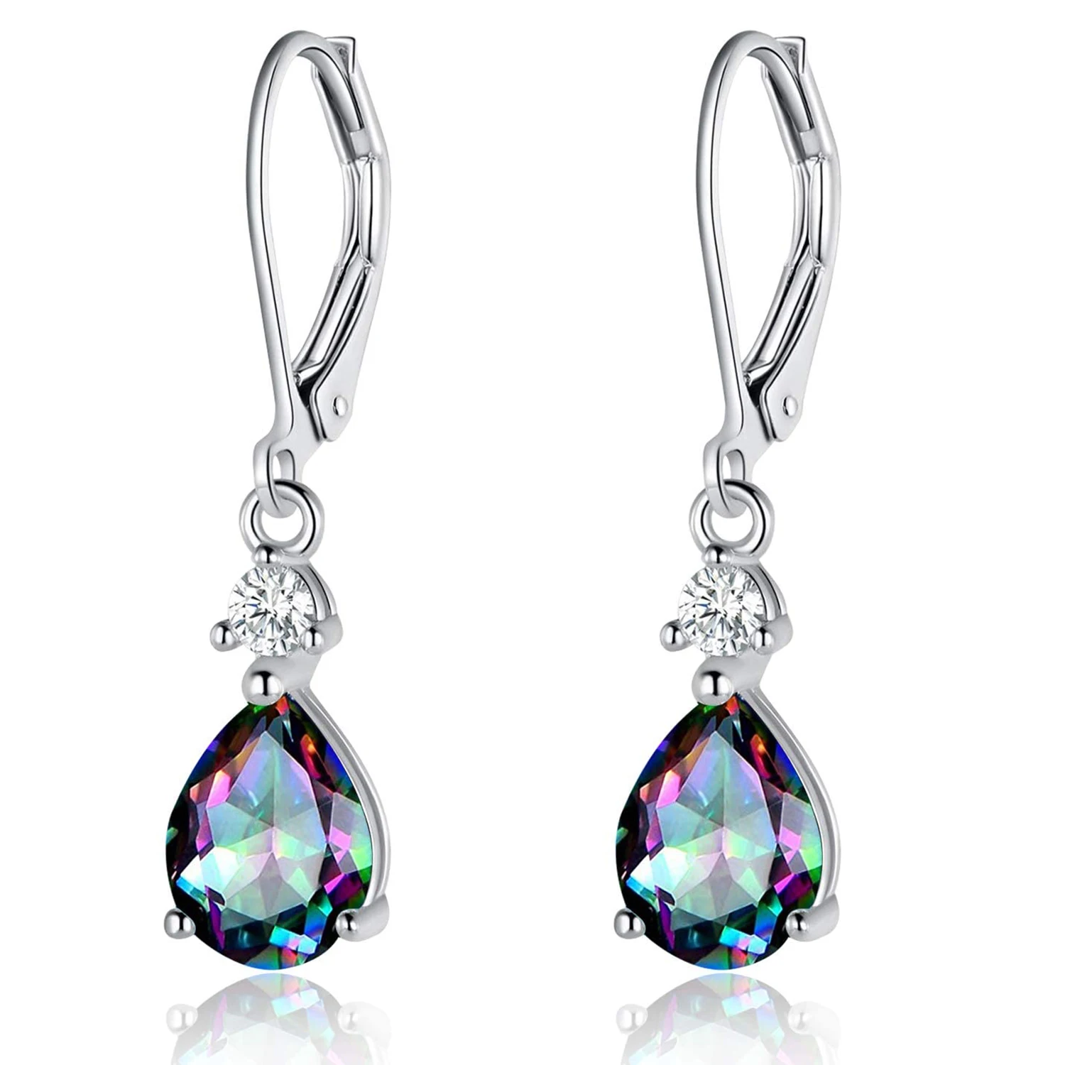 GEMSME 925 Sterling Silver Plated White Gold Water Drop Earrings 3MM Cubie Zirconia Dangle Earring Leaverback For Safety
GEMSME 925 Sterling Silver Plated White Gold Water Drop Earrings 3MM Cubie Zirconia Dangle Earring Leaverback For Safety