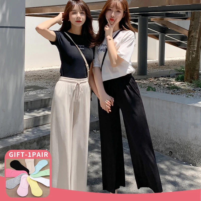 Ice Silk Wide Leg Pants Summer Women Clothing Korean Fashion Soft Comfort Thin Women's Pants Loose High Waist Female Slacks y2k 
Ice Silk Wide Leg Pants Summer Women Clothing Korean Fashion Soft Comfort Thin Women's Pants Loose High Waist Female Slacks y2k