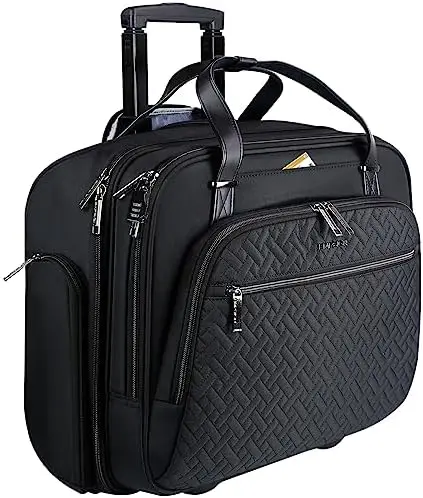

Женская сумка для ноутбука на колесиках, портфель премиум-класса на колесиках 15,6 дюйма, сумка для ноутбука на колесиках 30 л с водонепроницаемыми RFID карманами