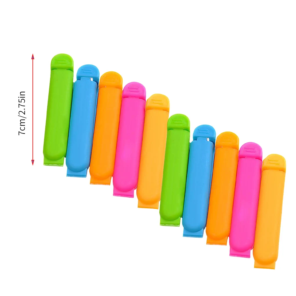 

7cm Pack of 10 Sealing Clip Snack Bag Bread Sealers Organizer Clamp Colorful Home Seal Accessories Gifts Color Random