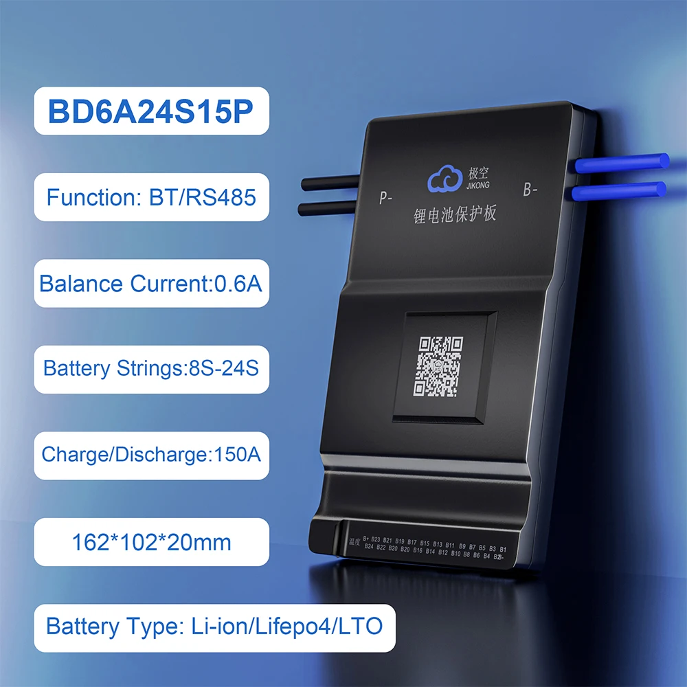 SMART BMS JIKONG with BT function balanced current 0.6A 8S 16S 20S 24S continuous discharge 150A Li ion Lifepo4 LTO battery type
SMART BMS JIKONG with BT function balanced current 0.6A 8S 16S 20S 24S continuous discharge 150A Li ion Lifepo4 LTO battery type