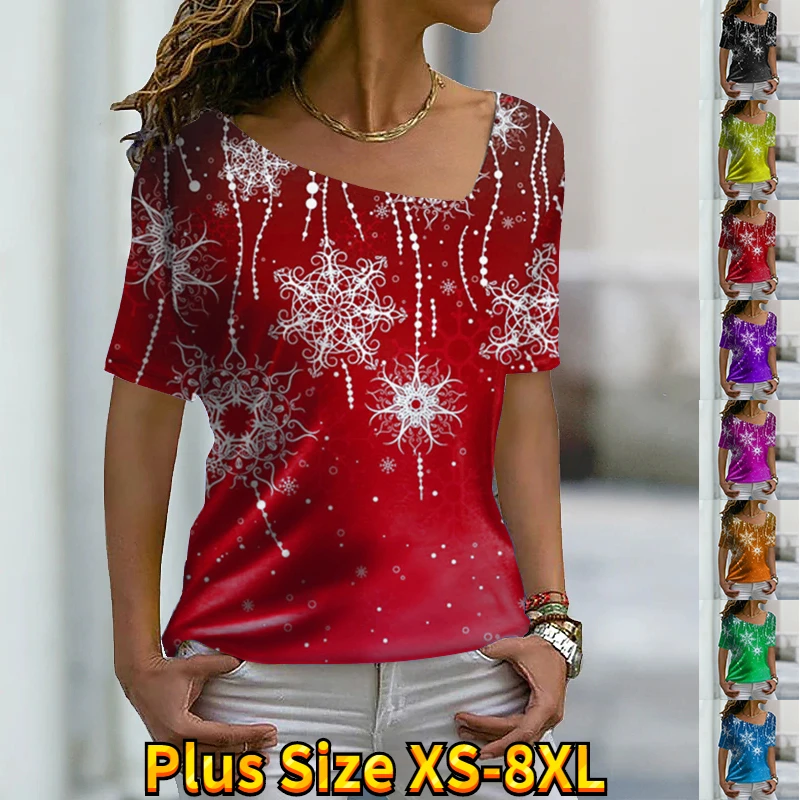Women's Fashion New Snowflake Print Theme T Shirt V Neck Basic Shirt Plus Size Shirt Top Summer XS-8XL
Women's Fashion New Snowflake Print Theme T Shirt V Neck Basic Shirt Plus Size Shirt Top Summer XS-8XL