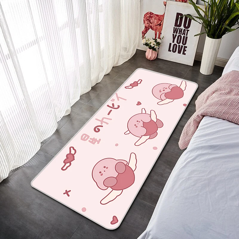 

Розовый прикроватный коврик Kawaii Kirbys, нескользящий моющийся коврик для кухонной двери, Впитывающий Коврик для ванной, коврик для входной двери, ковер для спальни